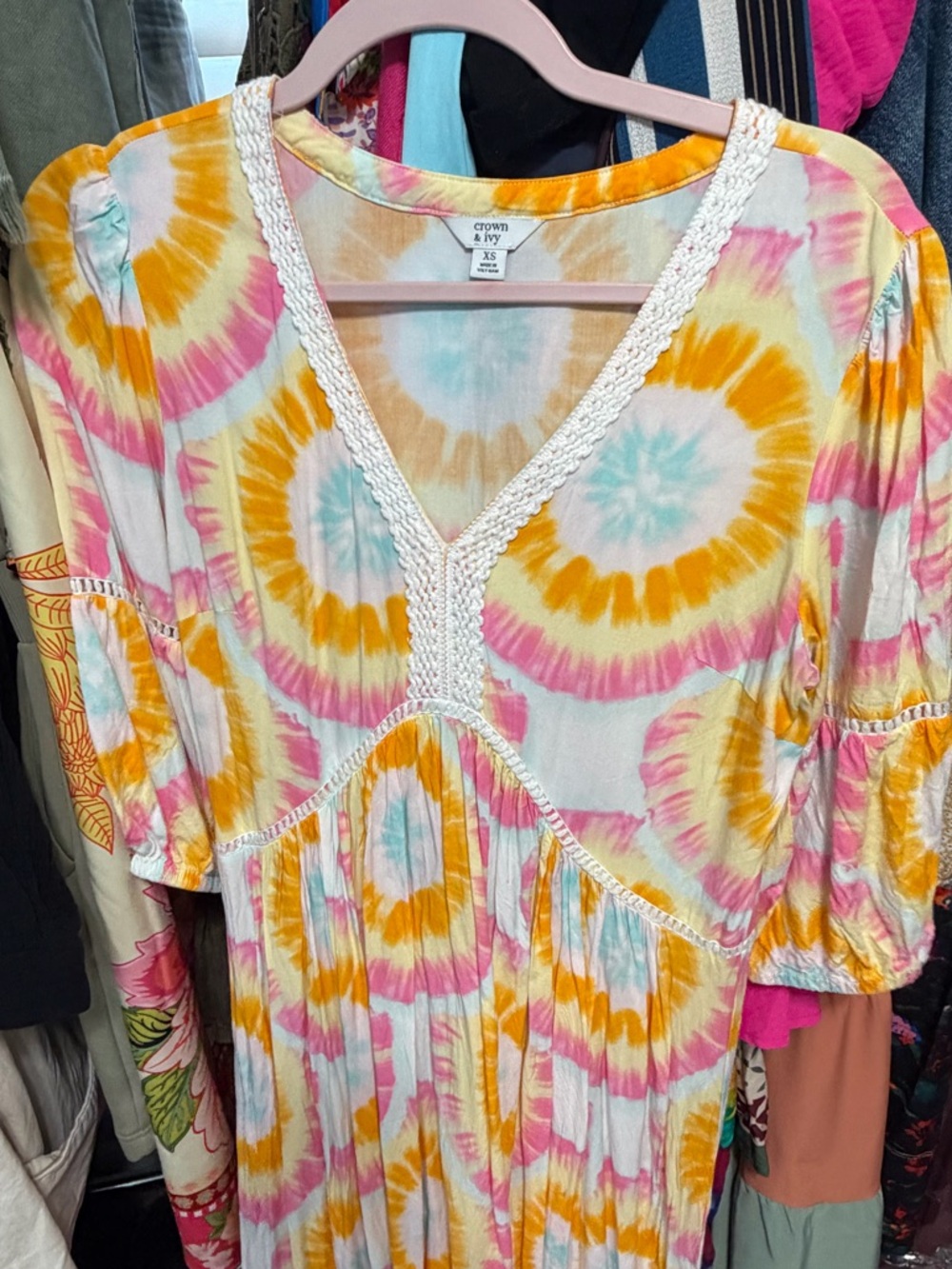 Crown And Ivy Dress - size XS - Fits Like Small tie dye design